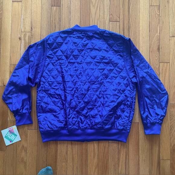 VTG NOS 90s First Run Quilted Jacket Studded Zip Indigo Track Bomber Deadstock - Picture 4 of 7